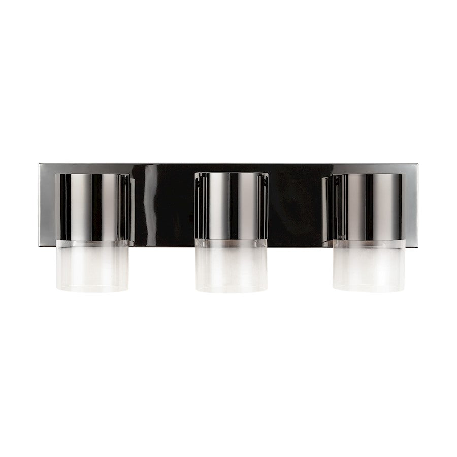 3 Light LED Bathroom Vanity Light, Black Chrome