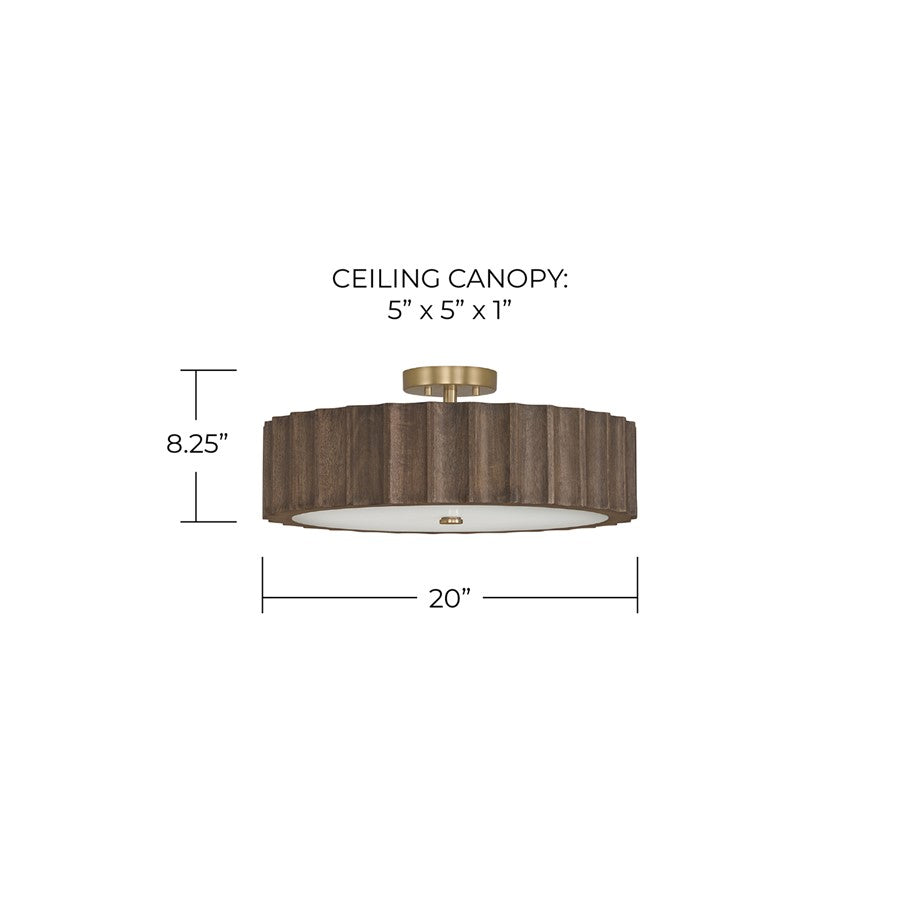 Capital Lighting Cody 4 Light Semi-Flush Mount, Matte Brass