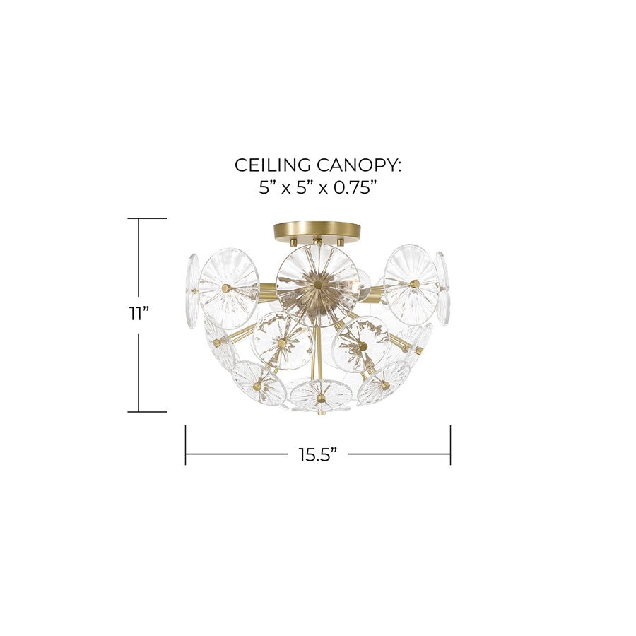 Capital Lighting Emelie 4 Light Semi-Flush Mount, Matte Brass