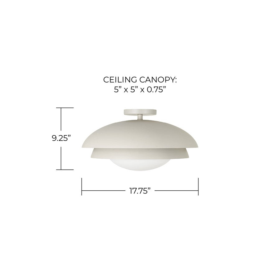 Capital Lighting Jensen 1Lt Semi-Flush Mount, Taupe/Soft White Glass