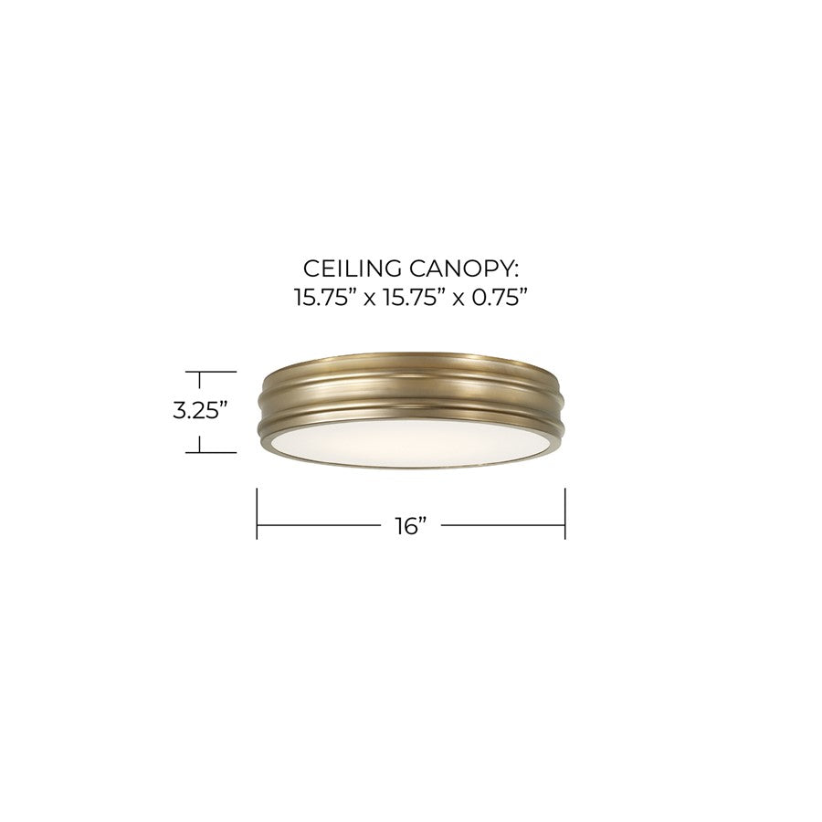 Capital Lighting Vale 1 Light Flush Mount, Aged Brass