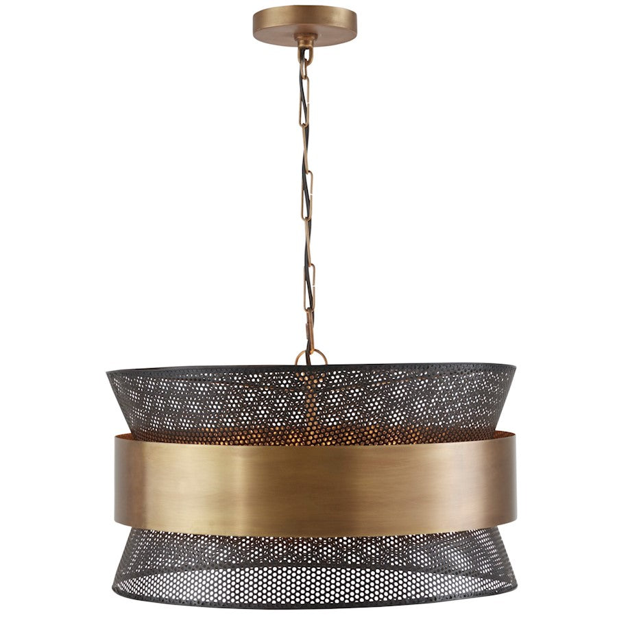 4 Light Pendant, Patinaed Brass