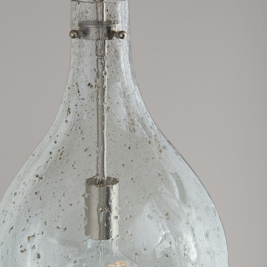 1 Light Pendant, Stone Seeded Glass