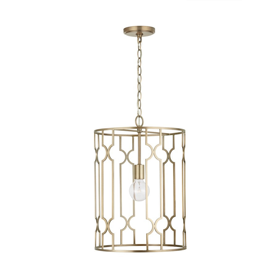 1 Light Pendant, Aged Brass