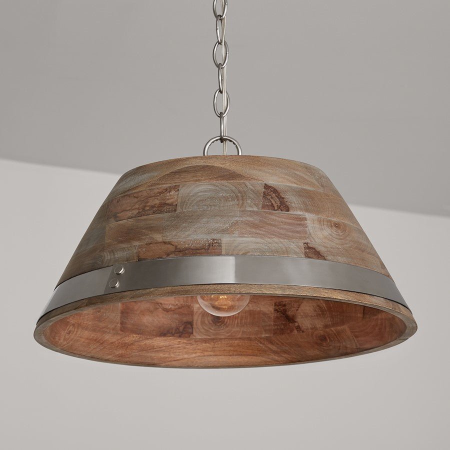 1 Light Large Pendant, Grey WMatte Nickel