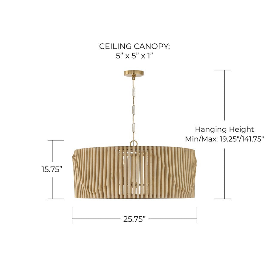 Capital Lighting Cody 4 Light Pendant, Matte Brass