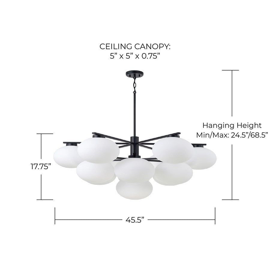 Capital Lighting Soren 13Lt Chandelier, Matte Black/Soft White Glass