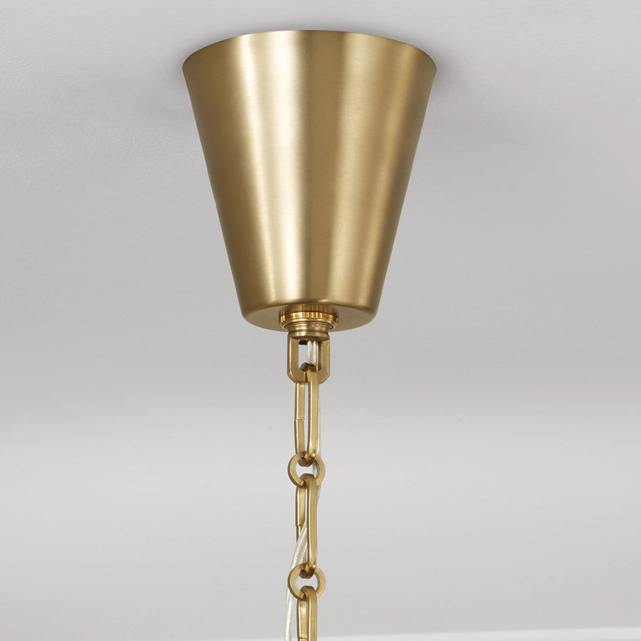 Capital Lighting Leland 6Lt Chandelier, Aged Brass/White Fabric