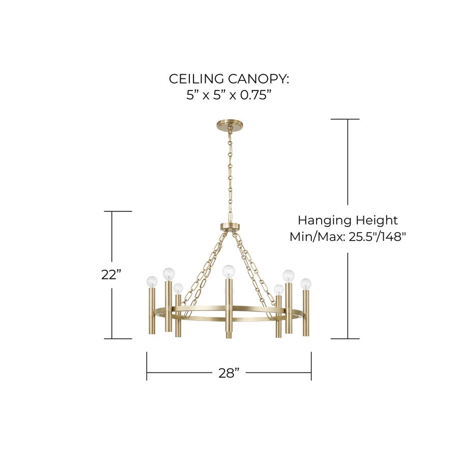 Capital Lighting Winton 8 Light Chandelier, Matte Brass