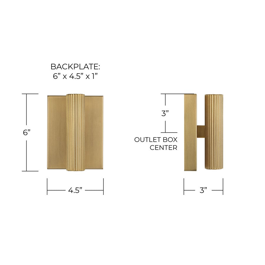 Capital Lighting Ian 2 Light 6" Sconce, Aged Brass