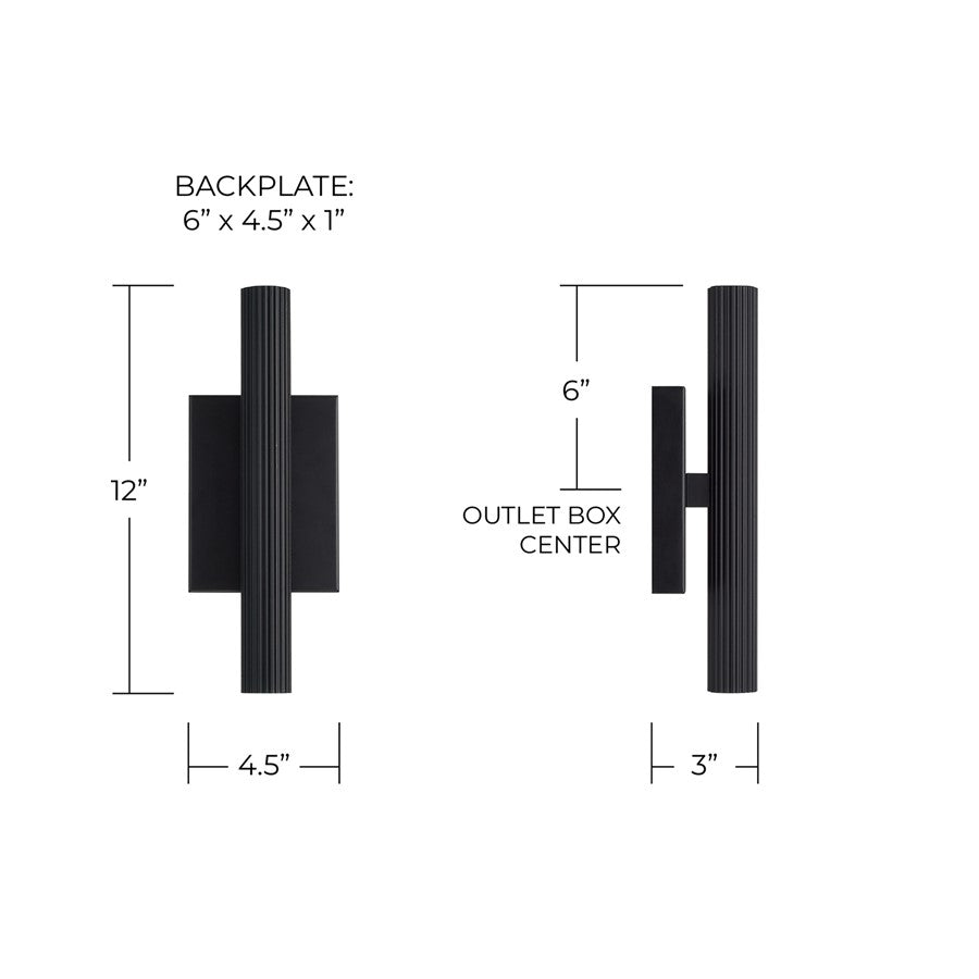 Capital Lighting Ian 2 Light 12" Sconce, Matte Black