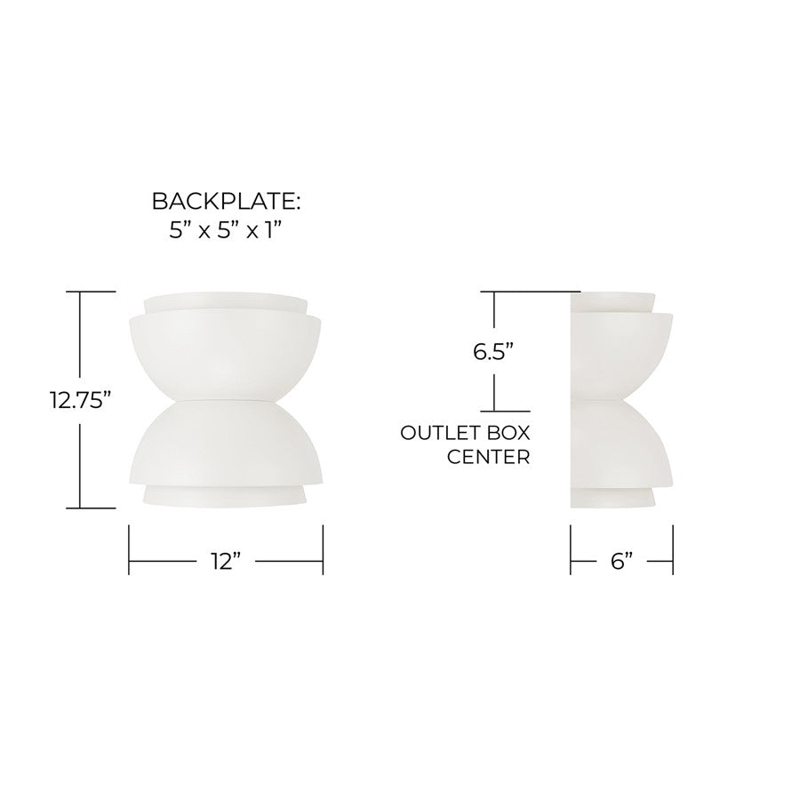 Capital Lighting Jensen 2 Light Sconce, Matte White/White Metal