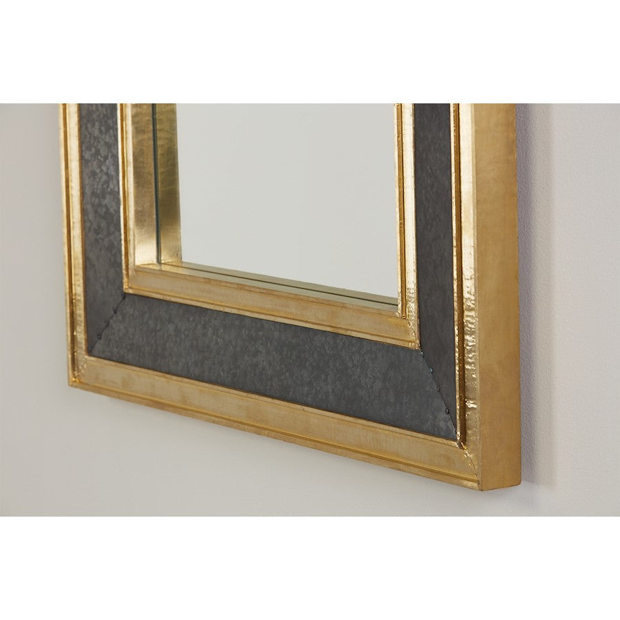 Capital Lighting Metal Frame 27" Mirror, Galvanized Black/Brass