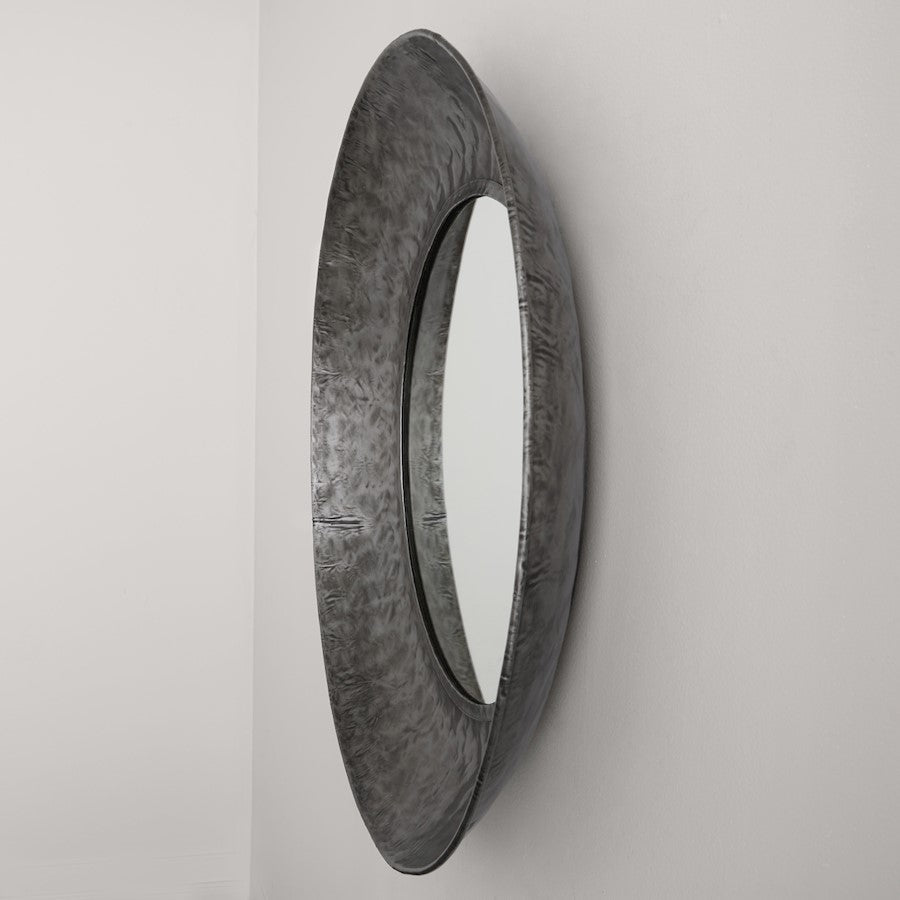 Capital Lighting Round Decorative Mirror, Hammered Aged Zinc