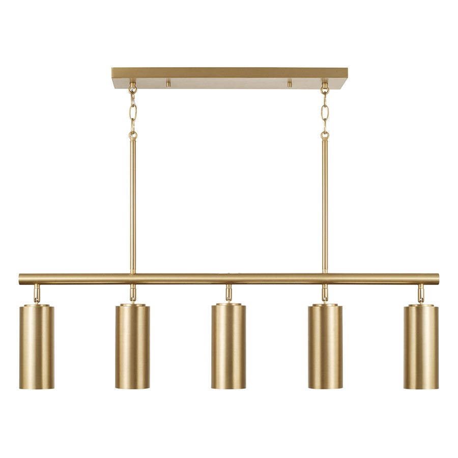 Capital Lighting Robbie 5 Light Linear Chandelier, Aged Brass