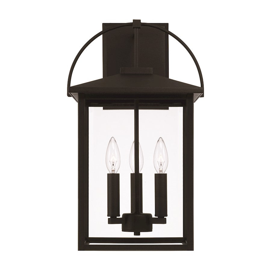 Capital Lighting Bryson 4 Light Outdoor Hanging Lantern, Black/Clear