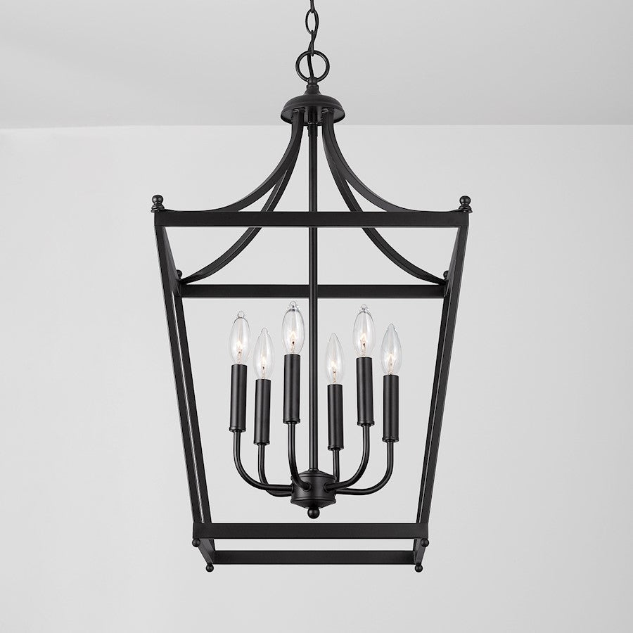 6 Light Foyer, Matte Black