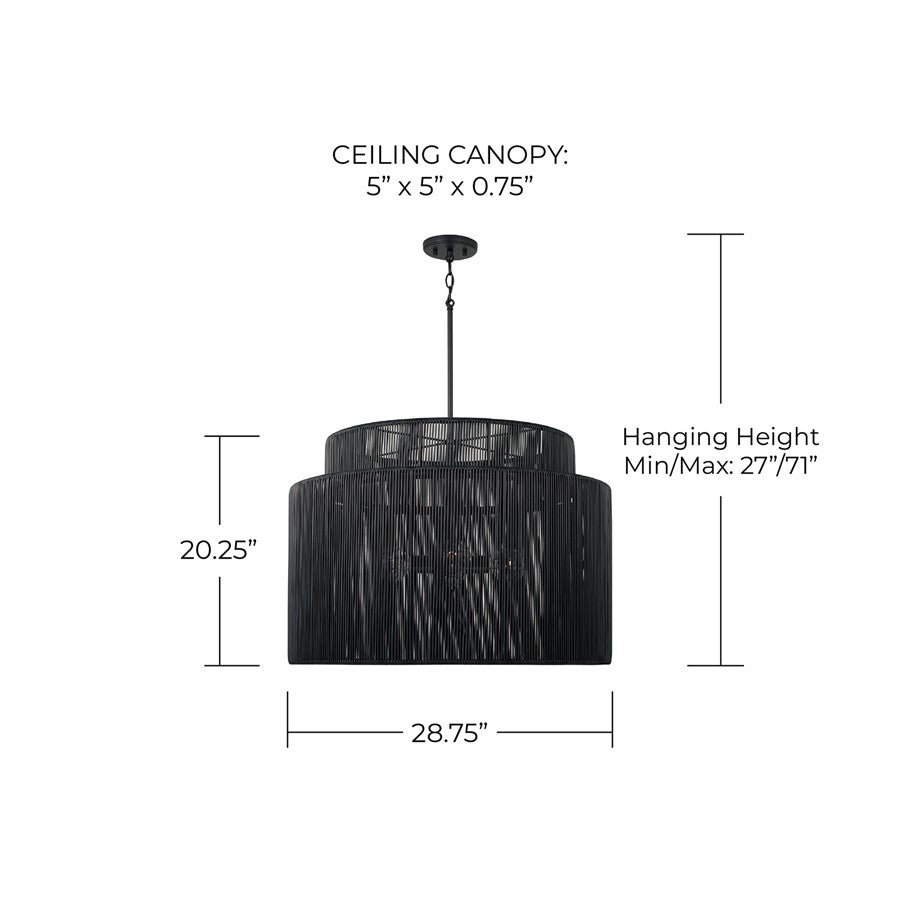 Capital Lighting Jasper 4 Light Outdoor Pendant, Oynx and Black