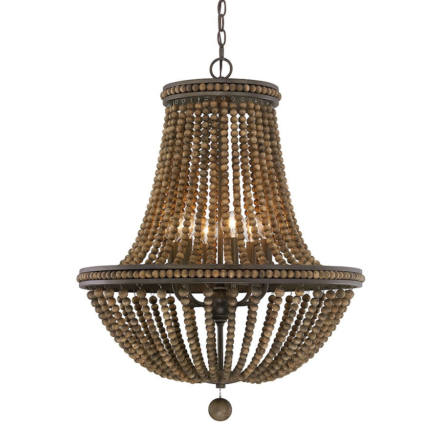 6 Light Chandelier, Tobacco