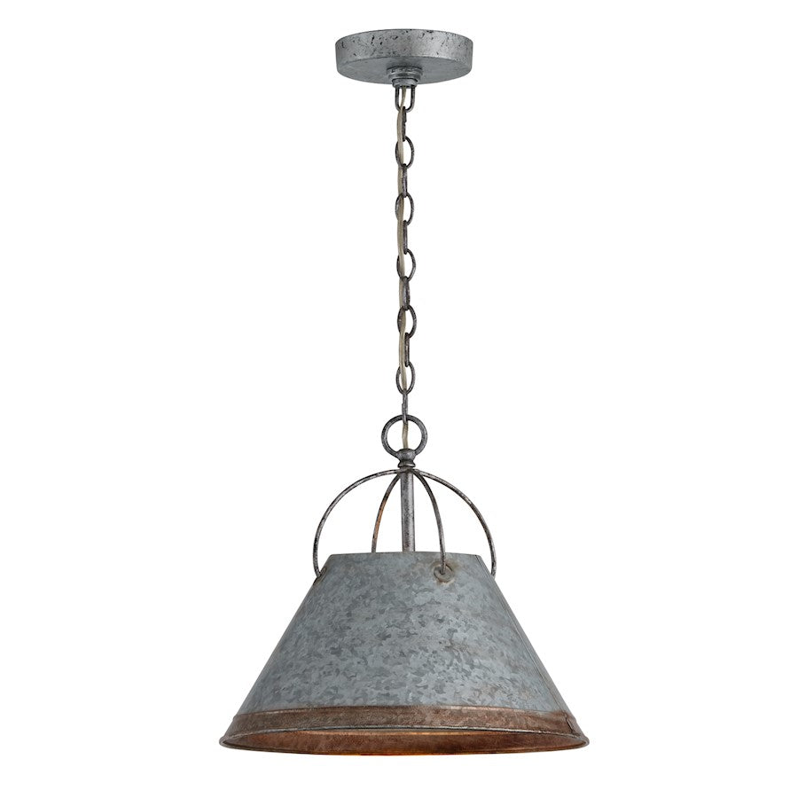 1 Light 13" Pendant, Antique Galvanized