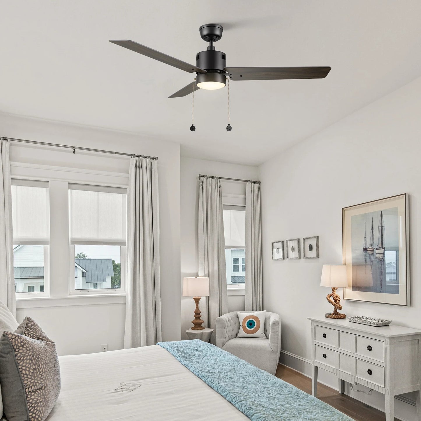 Carro Apex 52in 3-Blade Ceiling Fan | Modern Black Walnut Plywood and Integrated LED | Living Room & Bedroom | 14.2 x 52 x 52 in | Model CFP523E5-L21-B5-1