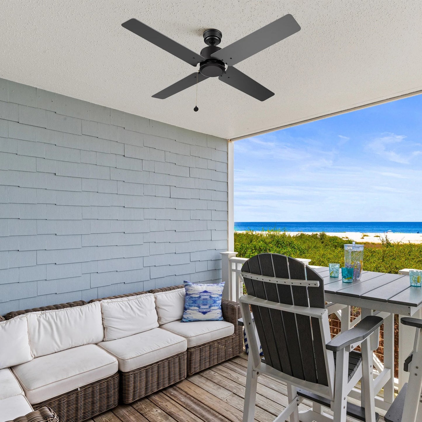 Carro Apex 52in 4-Blade Ceiling Fan | Modern Black Finish and Plywood Blades | Living Room & Bedroom | 52 x 52 x 12.7 in | Model CFP524E5-N20-B2-1