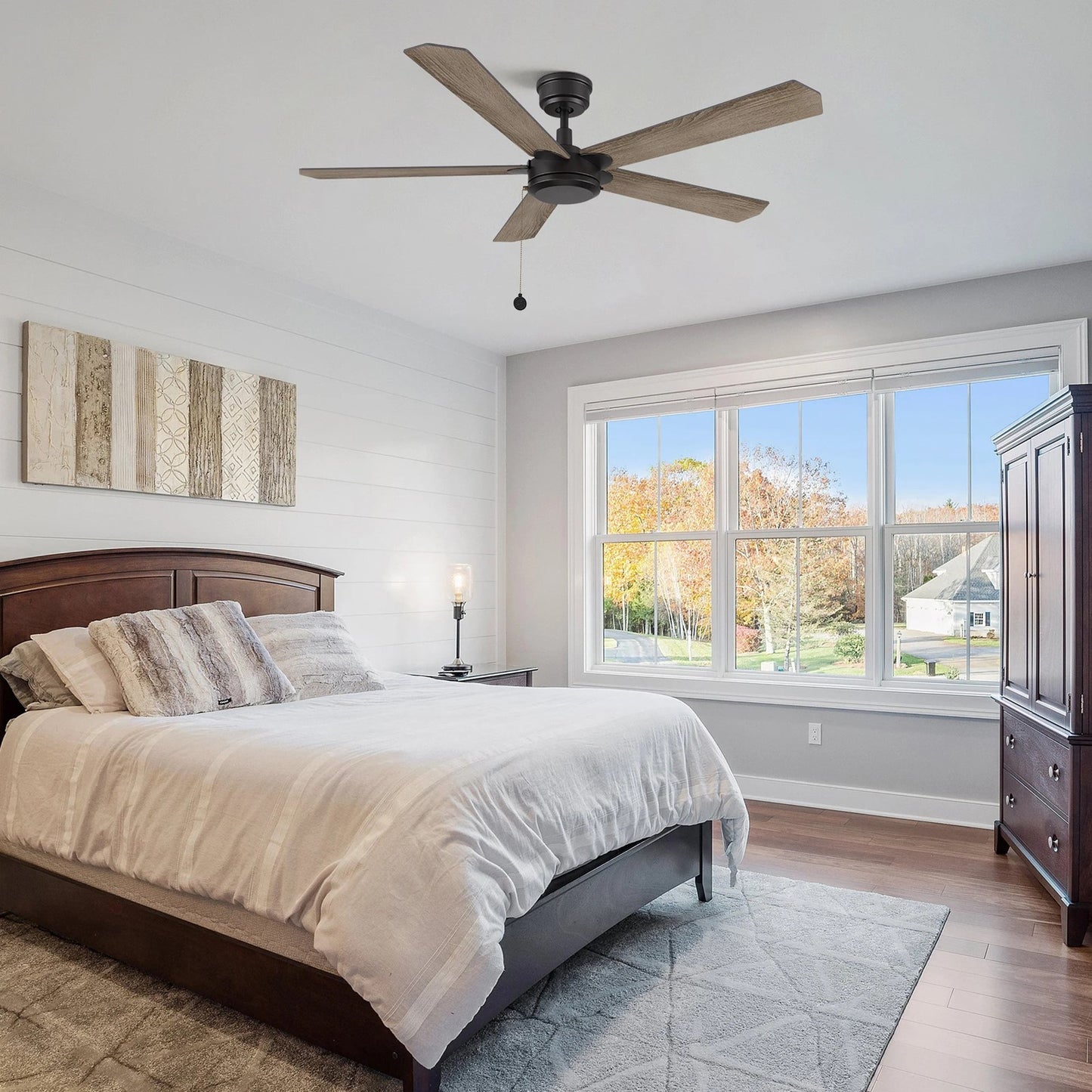 Carro Valencia 52in 5-Blade Ceiling Fan | Black Barnwood Plywood Blades | Living Room & Bedroom | 52 x 52 x 11.8 in | Model CFP525E2-N10-BG-1