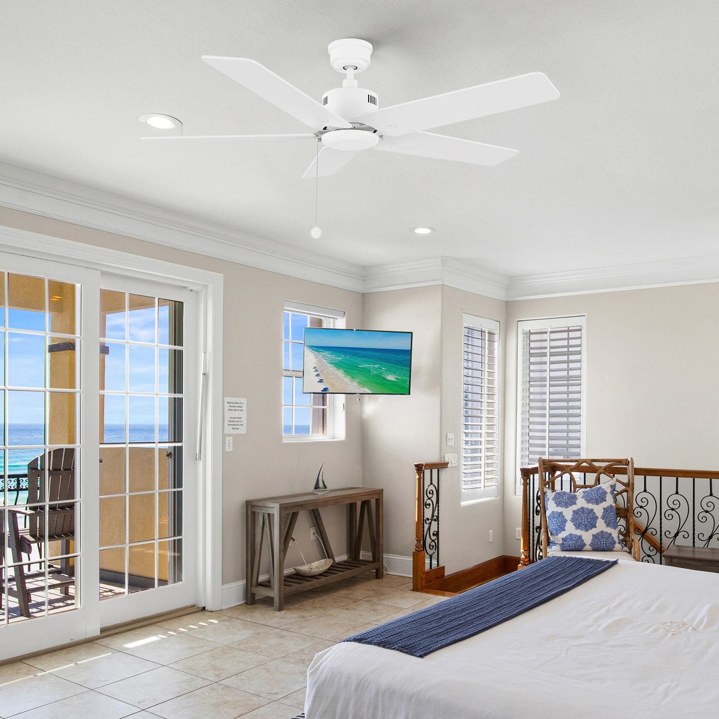 Carro Apex 52in 5-Blade Ceiling Fan | White Plywood Blades | Living Room & Bedroom | 52 x 52 x 12.7 in, DC Motor | Model CFP525E5-N20-W1-1