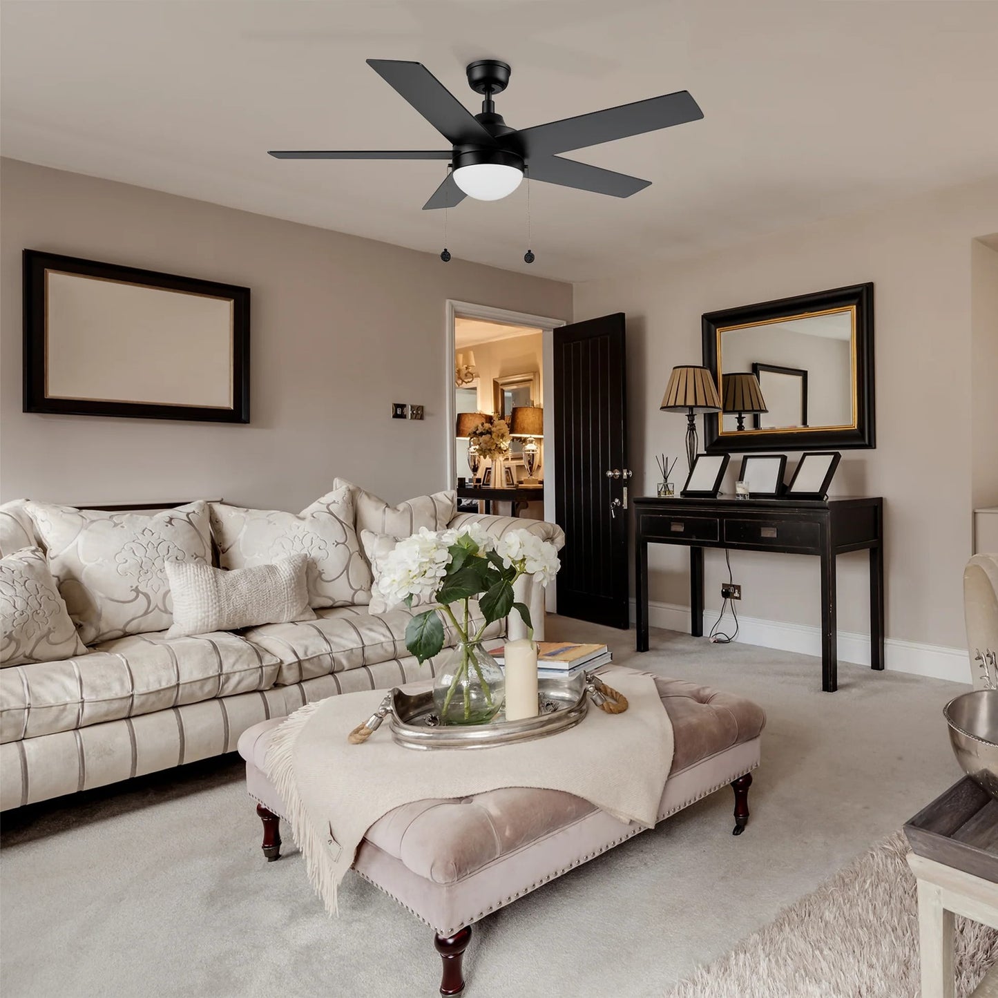 Carro Malta 52in 5-Blade Ceiling Fan | Black Plywood Blades with Integrated LED | Living Room & Bedroom | 52 x 52 x 16.8 in, DC | Model CFP525E6-L11-B2-1
