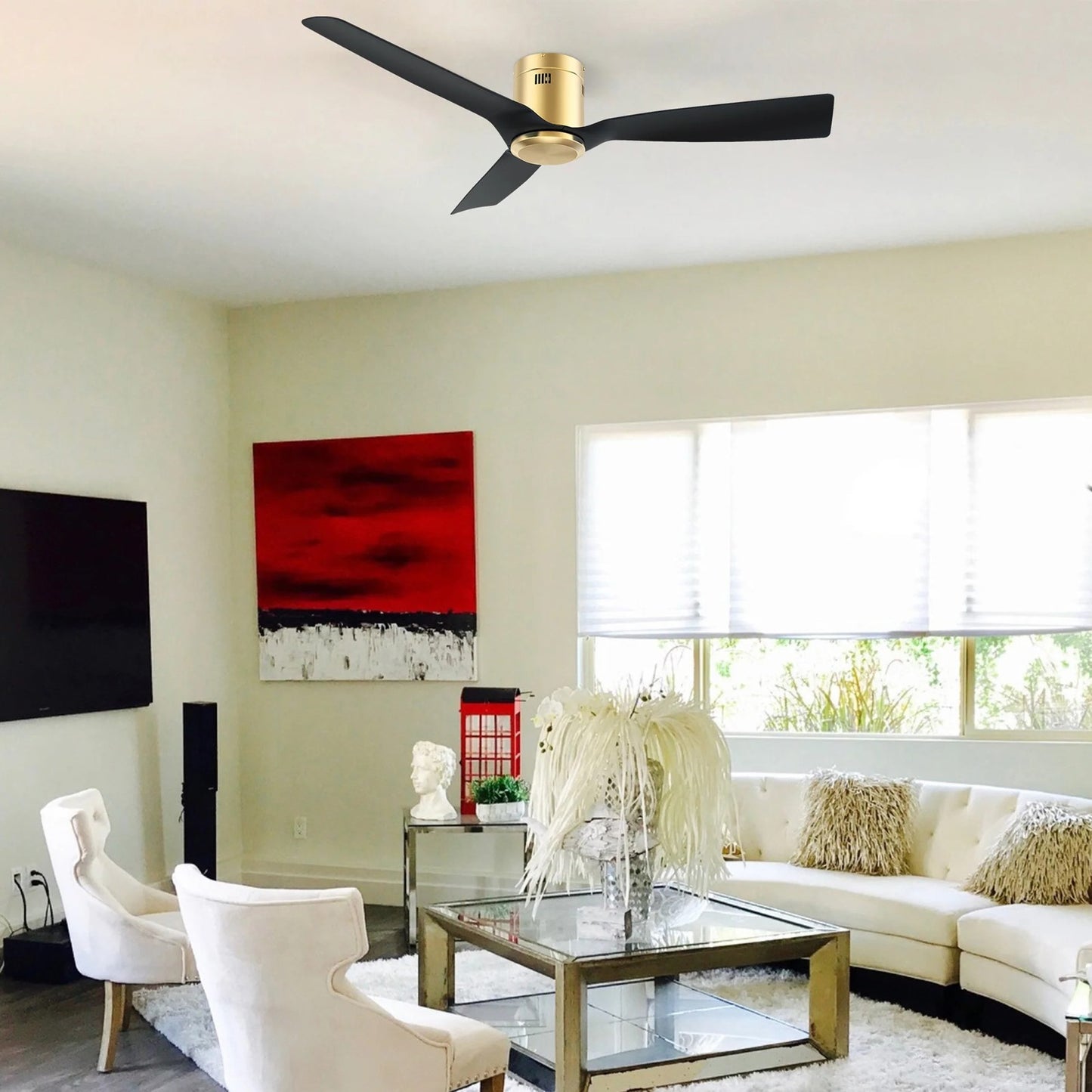 Carro Skara 52in 3-Blade Ceiling Fan | Gold Glass Fiber Reinforced Polypropylene Blades and Gold Finish | Living Room & | Model CFR523P-N10-G2-1-FM