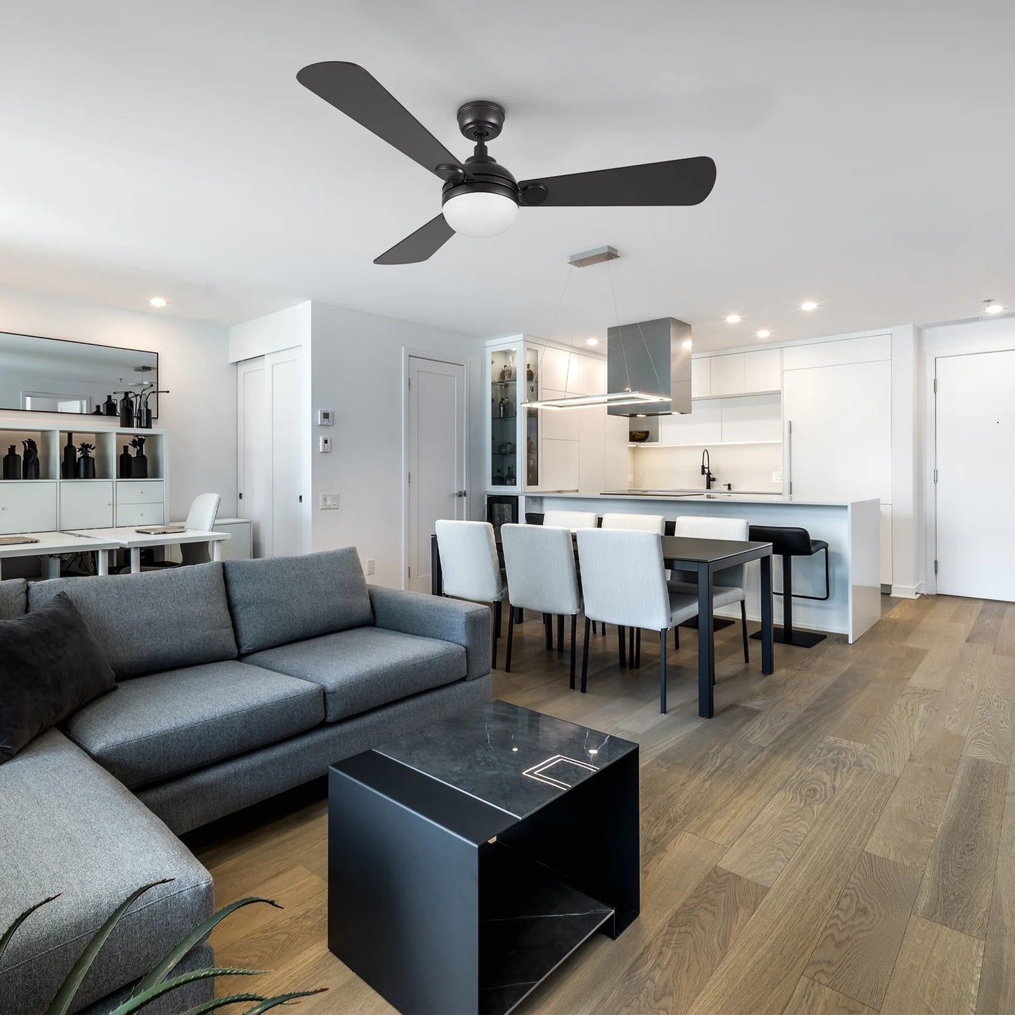 Carro Zelda 52in Ceiling Fan with Light | Black Plywood Blades and Integrated 4000K LED | Living Room & Bedroom | 52 x 52 x 15.3 | Model CFR523Q4-L11-B2-1