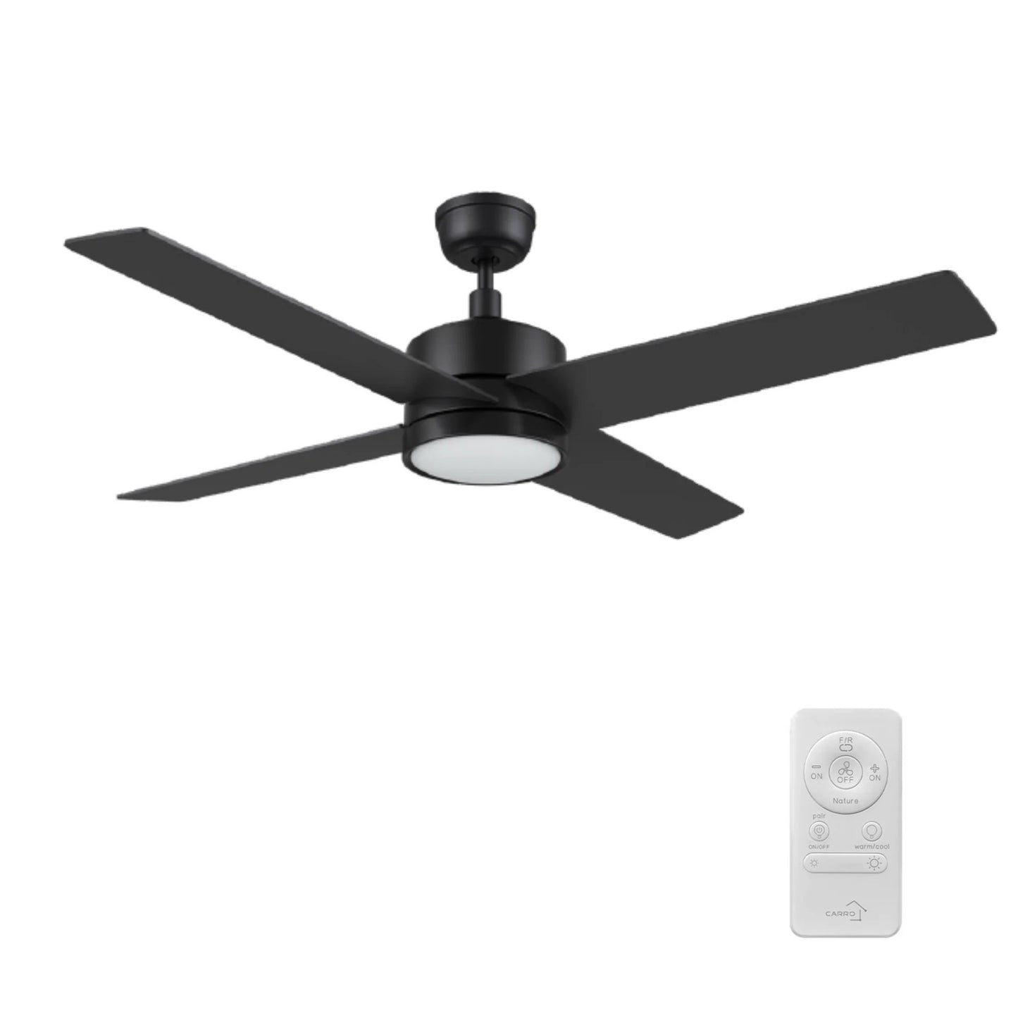 Carro Santana 52in Ceiling Fan with Light | Black Plywood Blades and Integrated 4000K LED | Living Room & Bedroom | 52 x 52 x | Model CFR524E5-L12-B2-1