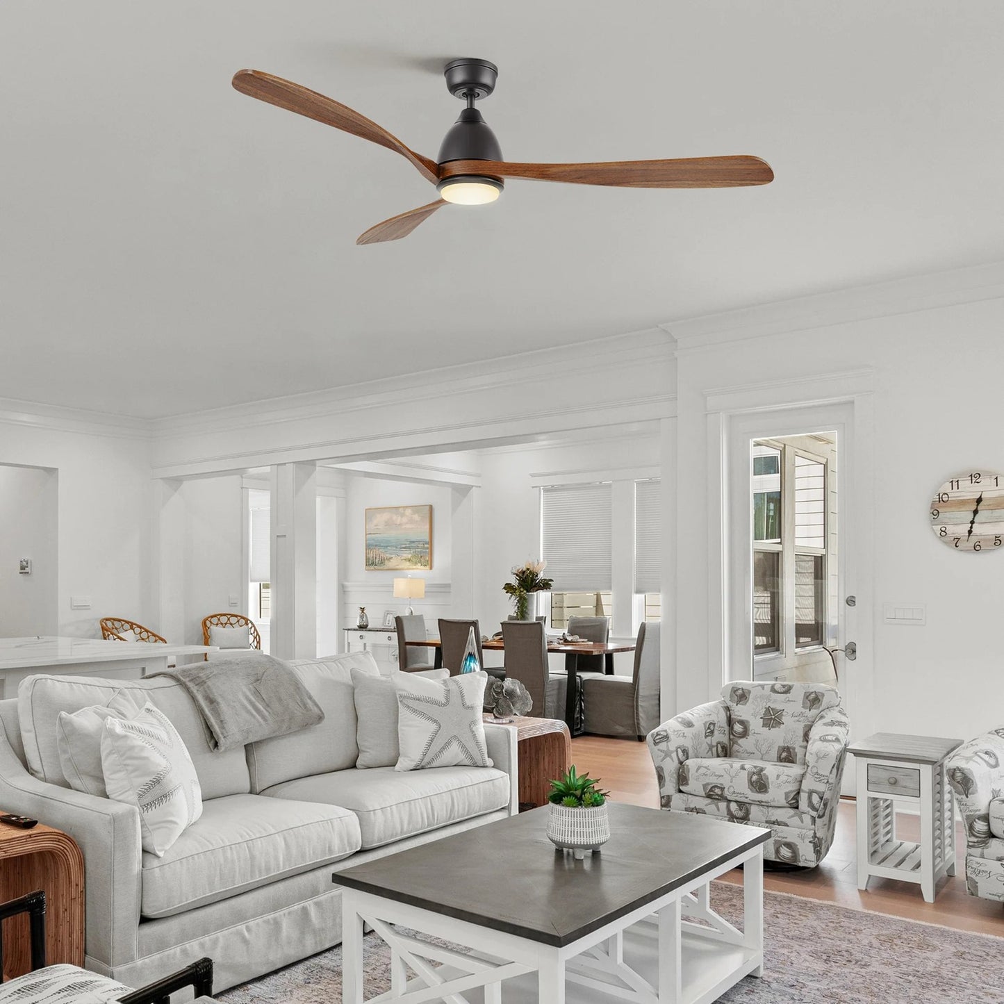 Carro Vienna 60in 3-Blade Ceiling Fan | Black Walnut Solid Wood Blades and Integrated LED | Living Room & Bedroom | 14.4 x 60 x | Model CFR603K3-L11-BM2-1