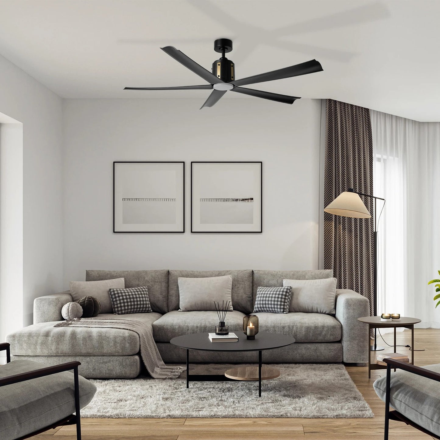 Carro Knox 60in 5-Blade Ceiling Fan | Modern Black Plywood Blades with Integrated LED | Indoor Living Room & Bedroom | 60 x 60 | Model CFR605T1-L11-B2-1A