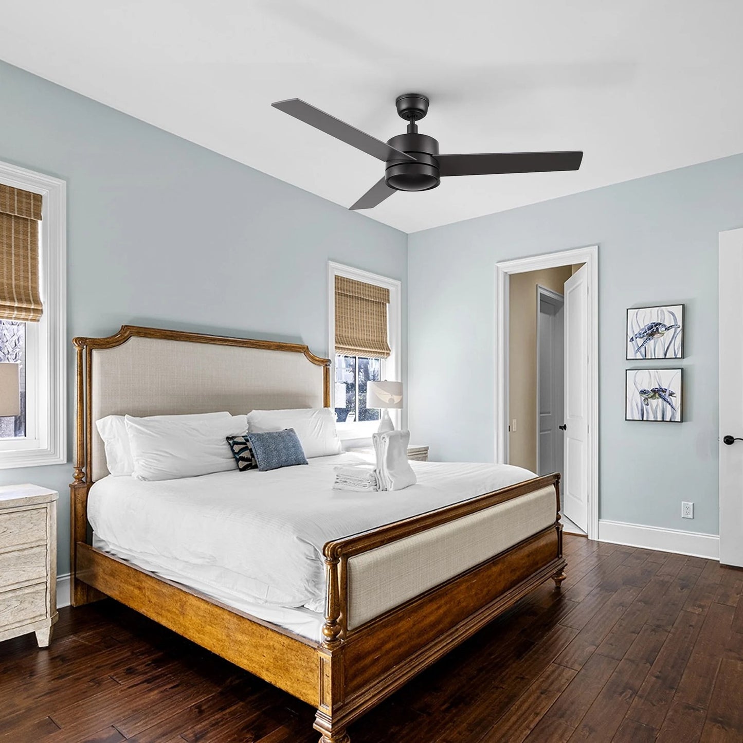 Carro Santana 52in 3-Blade Ceiling Fan | Black Plywood Blades and Wall Control | Living Room & Bedroom | 52 x 52 x 15 in | Model CFW523E5-N10-B2-1