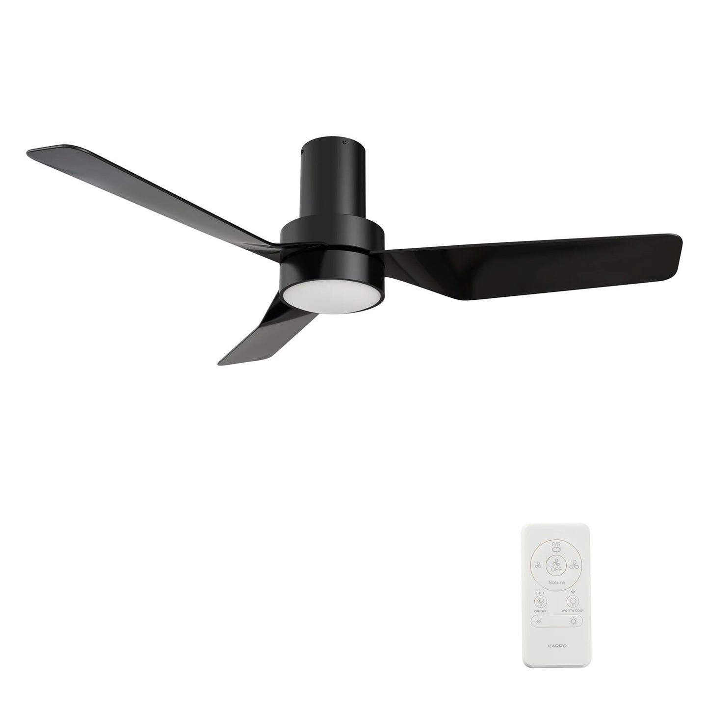 Carro Porter 44in 3-Blade Flush Smart Ceiling Fan | Modern Black ABS | Living Room & Bedroom | 44 x 44 x 11.7 in | Model SFR443N2-L11-B2-1-FM