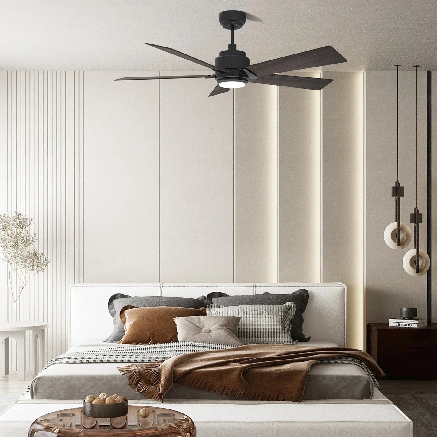 Carro Ascender 52in 5-Blade Ceiling Fan | Black Walnut Plywood Blades | Living Room, Bedroom & Covered Patio | 52 x 52 x 14.7 | Model SFR525J1-L11-B5-1
