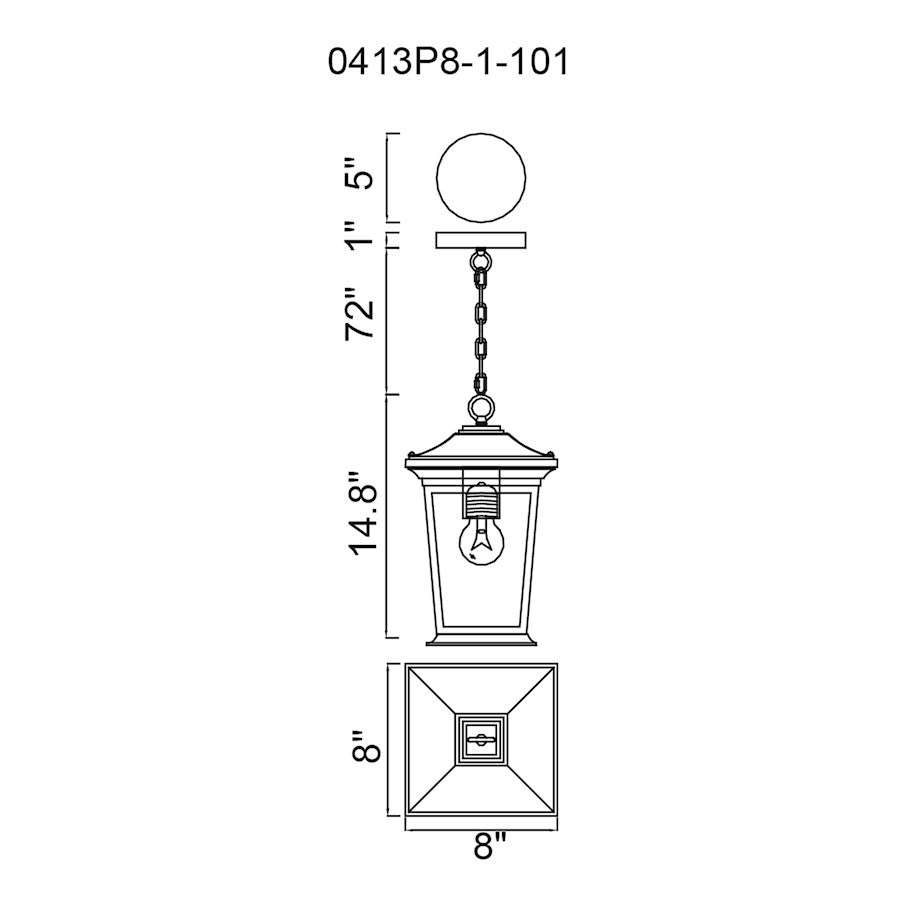 1 Light Outdoor Hanging Light, Black