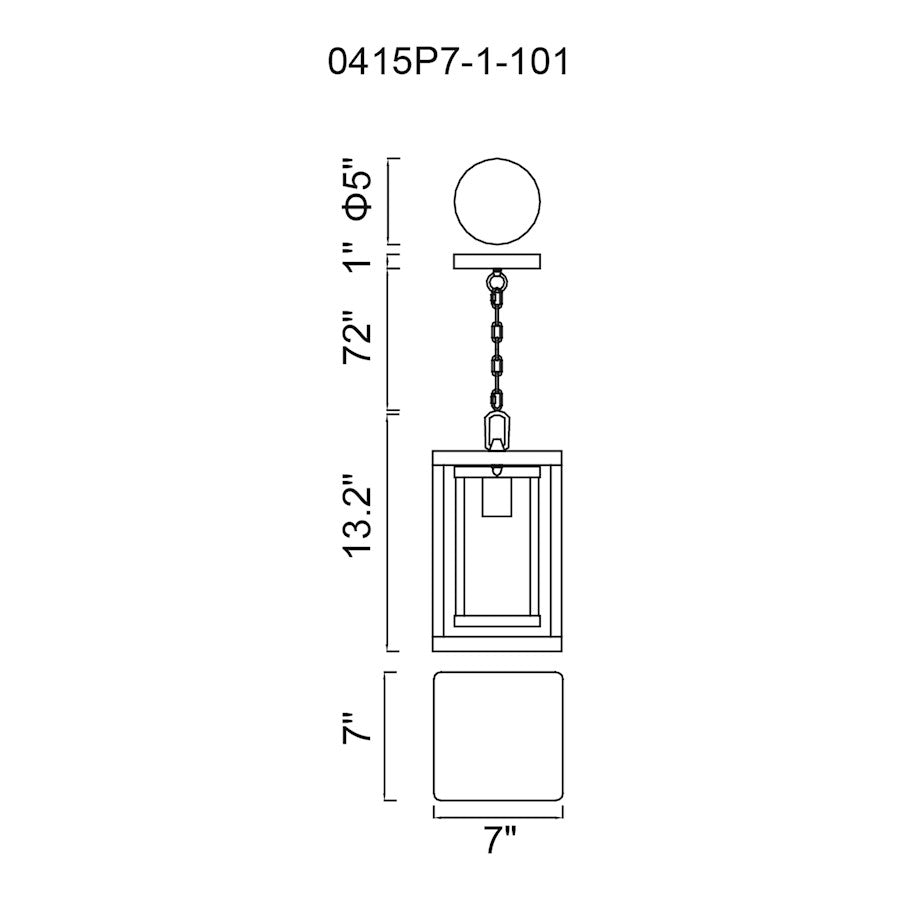 1 Light Outdoor Hanging Light, Black
