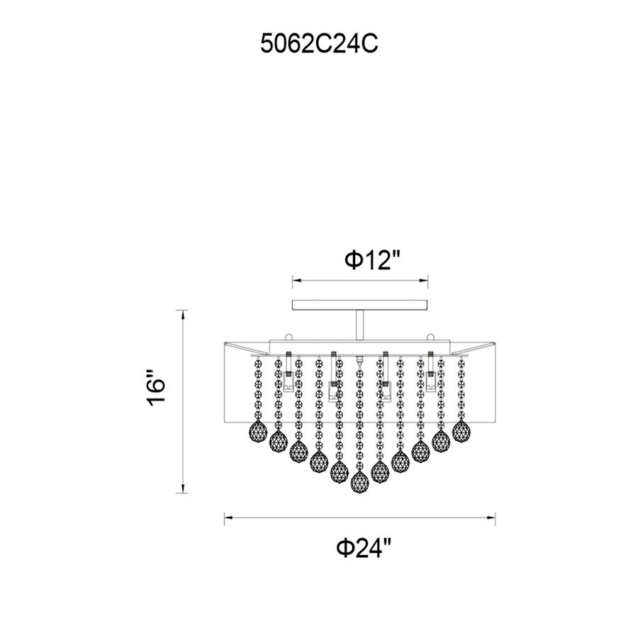 CWI Lighting Radiant 12 Light Drum Shade Flush Mount, Chrome