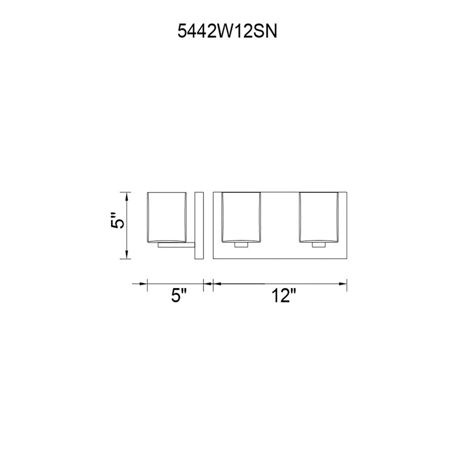 2 Light Bathroom Vanity Light, Satin Nickel