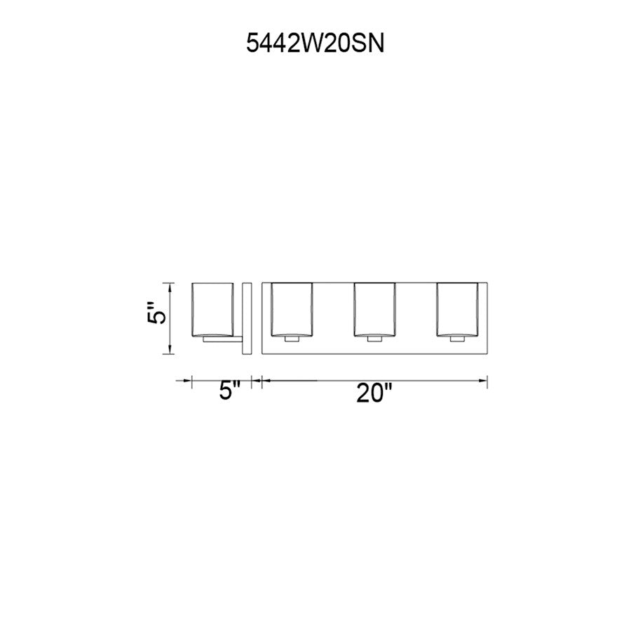 3 Light Bathroom Vanity Light, Satin Nickel