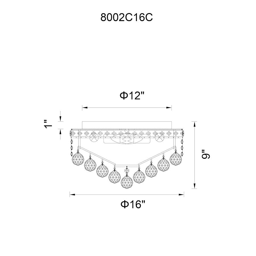 CWI Lighting Luminous 5 Light Flush Mount, Chrome
