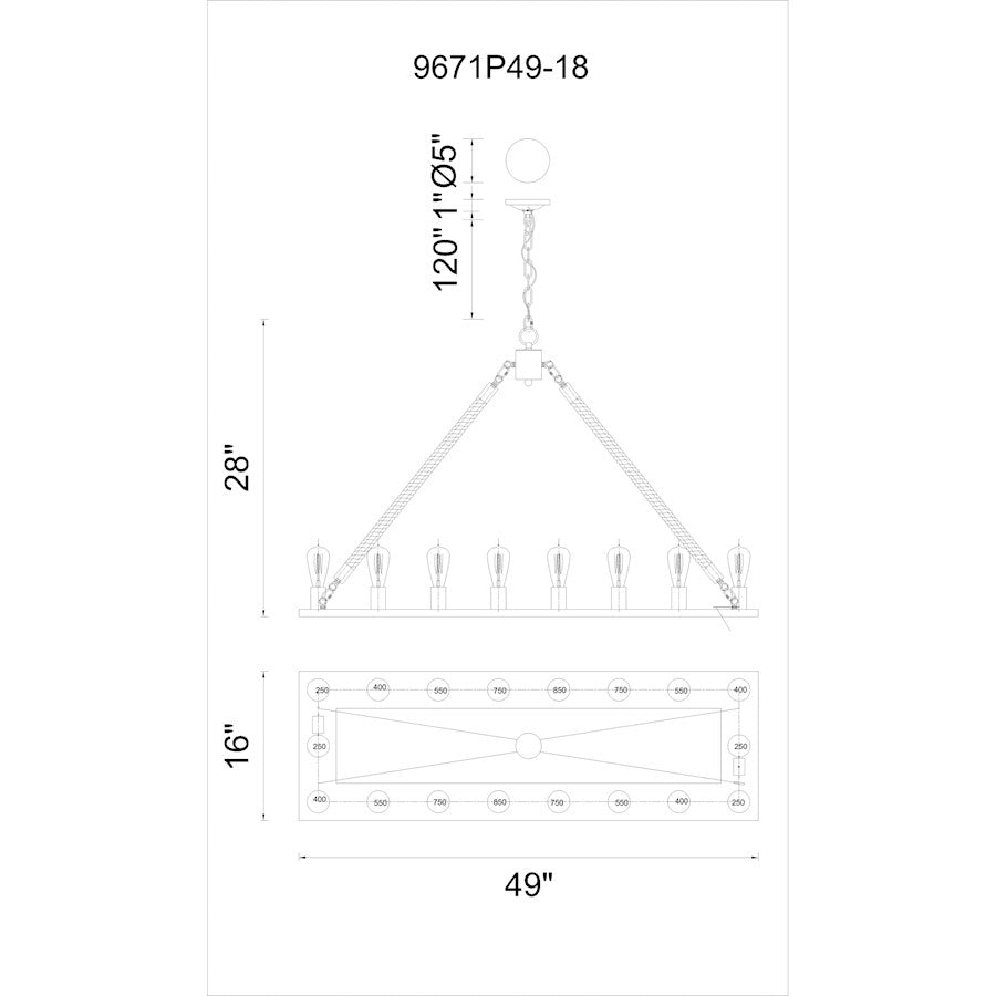 18 Light Up Chandelier, Black