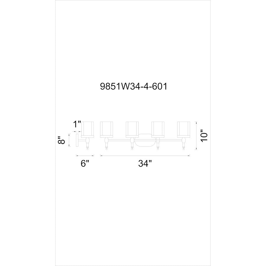 4 Light Bathroom Vanity Light, Chrome