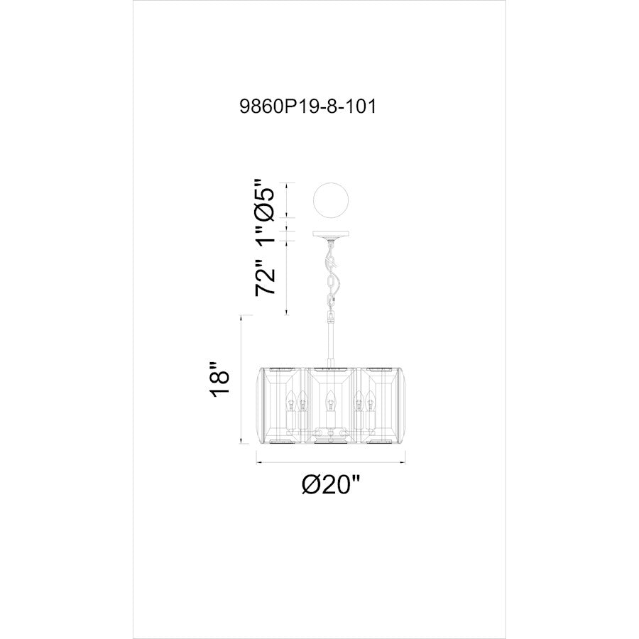 8 Light Chandelier, Black