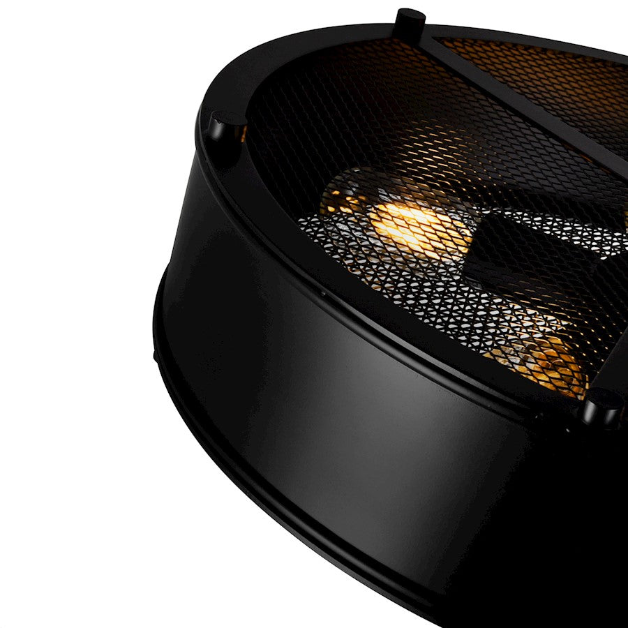 CWI Lighting Tigris 3 Light Drum Shade Flush Mount, Black