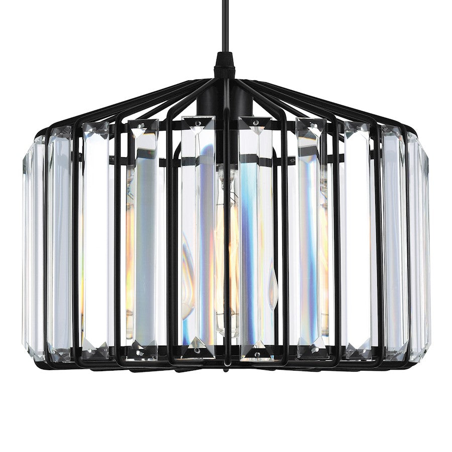 1 Light Drum Shade Pendant, Black