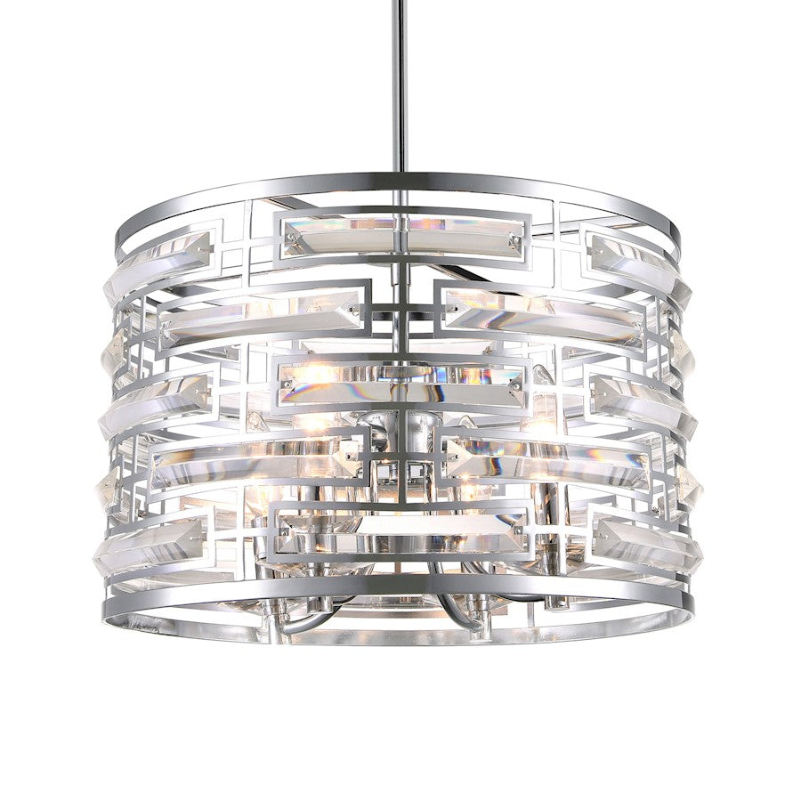4 Light Drum Shade Chandelier, Chrome