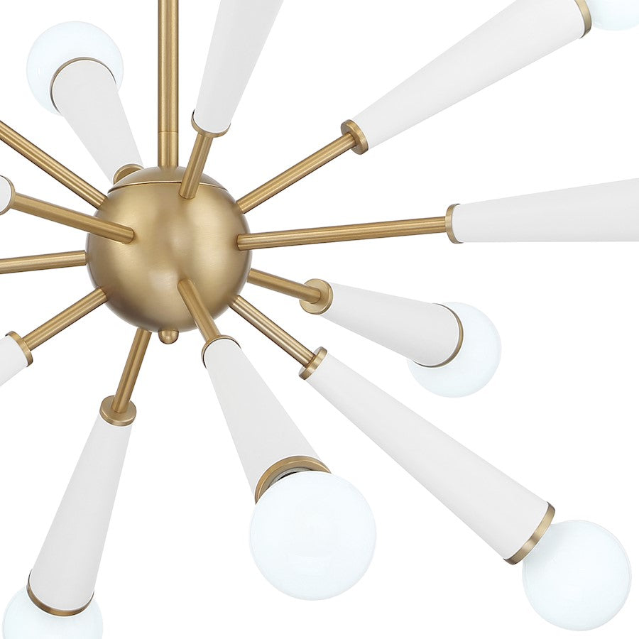 Crystorama Zodiac 12 Light Chandelier, Aged Brass/Matte White